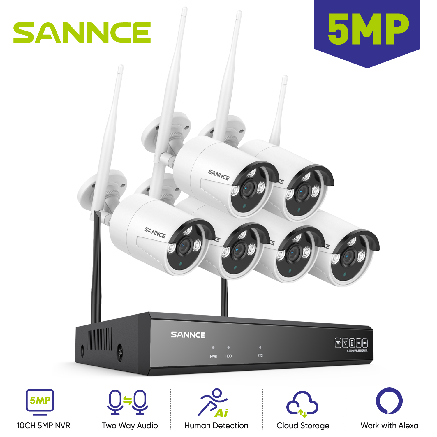Home Security Wifi Camera - SANNCE 6 szt. 5MP kamera Wifi
