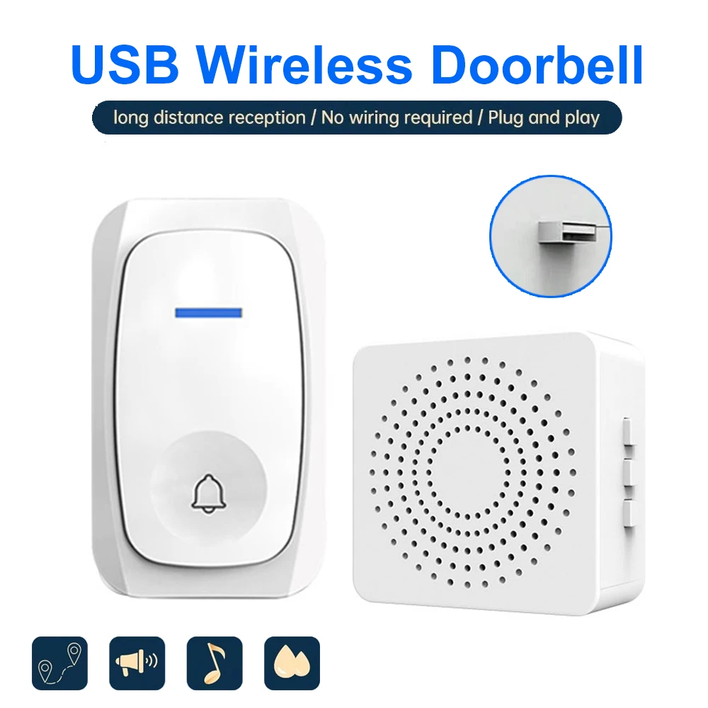 Home Security Bell - Bezprzewodowy dzwonek do drzwi USB, inteligentny