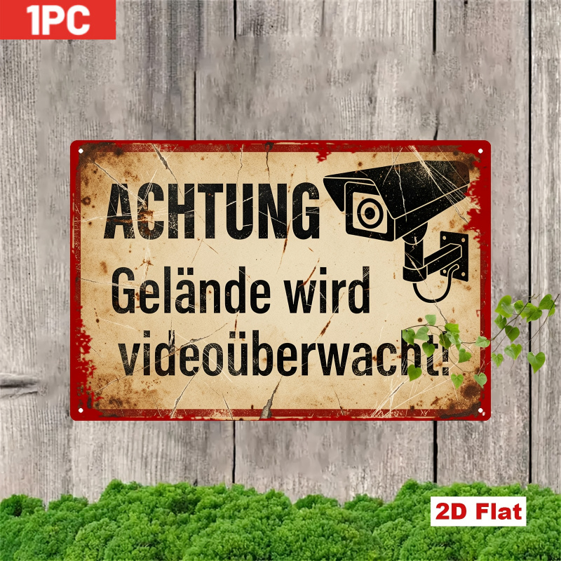 Home Yard Security Cameras - CIFBUY Vintage Znak Ostrzegawczy Kamera Bezpieczeństwa