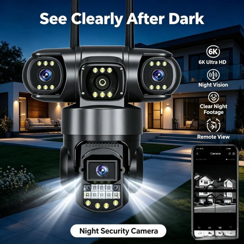 Home Yard Security Cameras - Trzyobiektywowa kamera monitorująca 4G WiFi z