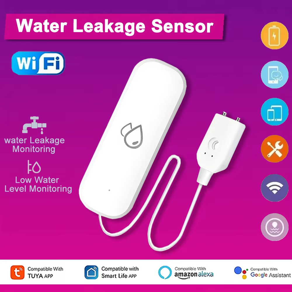 Home Security And Monitoring - Czujnik wycieku wody Tuya WiFi, inteligentny