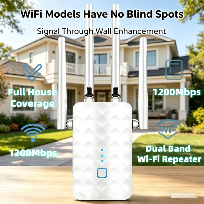 Home Security Wireless - Wzmacniacz sygnału WiFi 1200Mbps, bezprzewodowy, dwuzakresowy